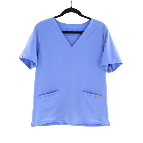 Figs Casma Three Pocket Scrub Top Womens L Blue Uniform Nurse Work Medical Lab - Picture 1 of 16